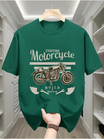 Αντρικό T‑shirt σε ιαπωνικό ρετρό στυλ, πουλόβερ, εκτύπωση αυτοκινήτου, ύφασμα imitation cotton (96%+ πολυεστέρας), εφαρμοστό