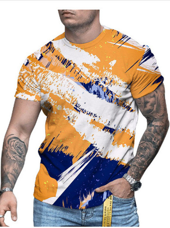 Μπλουζάκι με 3D ψηφιακή εκτύπωση, στρογγυλή λαιμόκοψη, κοντό μανίκι, χαλαρή εφαρμογή, διαπνέον ύφασμα δικτυωτό