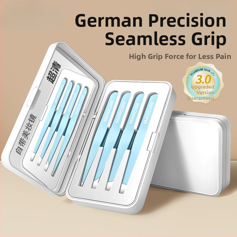 Antakių klipsas – keturių dalių rinkinys dėžutėje, aukštos precizijos nerūdijančio plieno pincetės, Little Genius