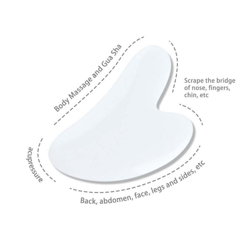 Masaj facial cu două capete, plăcuță gua sha în formă de inimă și roller din rășină imitând jad, 38 g