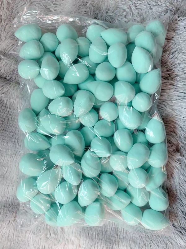 Ke shixiu Козметични гъби‑яйца, комплект 100 бр., ултра меки спонжове за грим, суха и мокра употреба, форми: маслинена, капковидна и дюляобразна