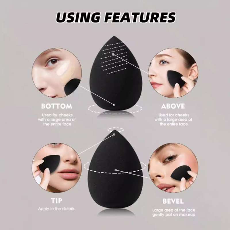 Ke shixiu Козметични гъби‑яйца, комплект 100 бр., ултра меки спонжове за грим, суха и мокра употреба, форми: маслинена, капковидна и дюляобразна