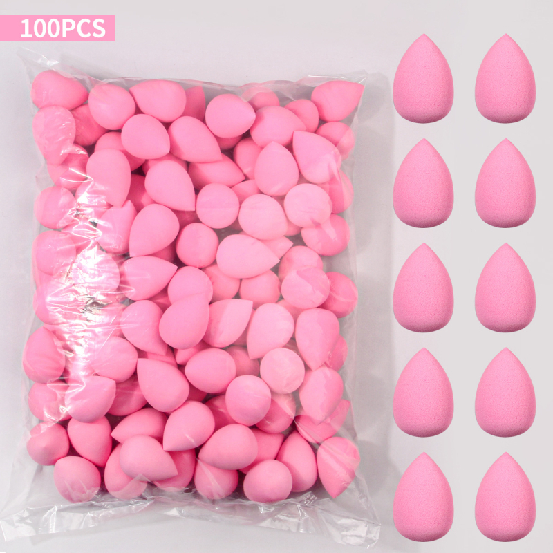 Ke shixiu Козметични гъби‑яйца, комплект 100 бр., ултра меки спонжове за грим, суха и мокра употреба, форми: маслинена, капковидна и дюляобразна
