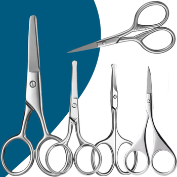 Škarice od nehrđajućeg čelika za njegu lica – kompaktne za obrve, nosne dlačice i bradu; prijenosne, kućna upotreba