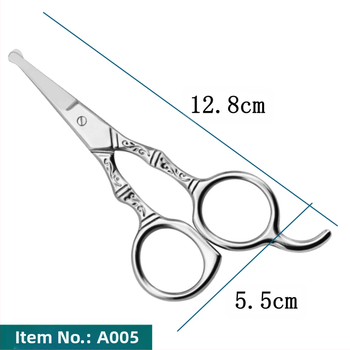 Ατσάλινα ψαλίδια περιποίησης προσώπου για φρύδια, τρίχες στη μύτη και γενειάδα — φορητά, συμπαγή, οικιακή χρήση