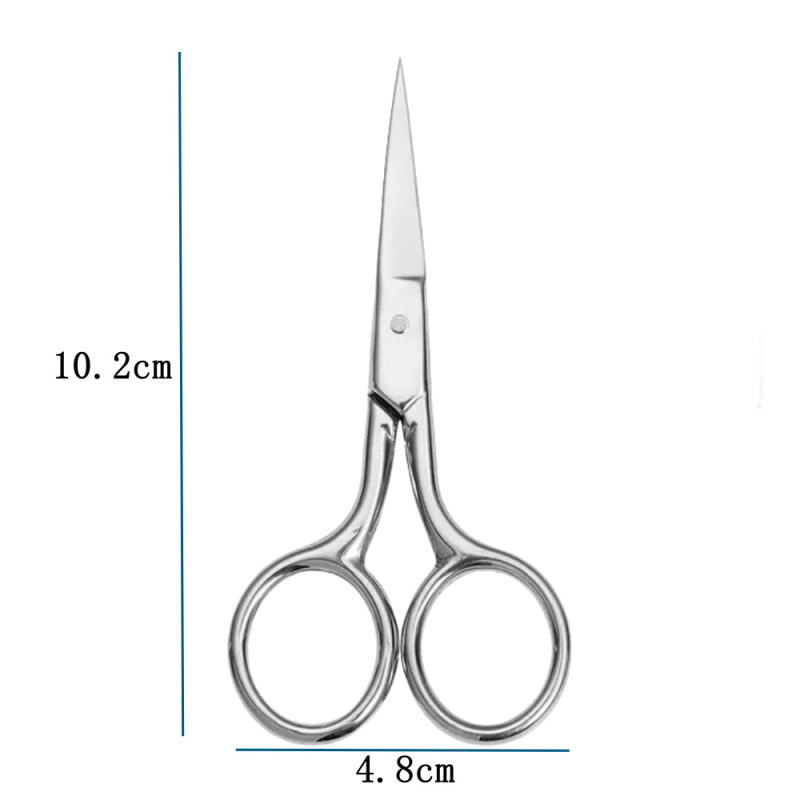 Škarice od nehrđajućeg čelika za njegu lica – kompaktne za obrve, nosne dlačice i bradu; prijenosne, kućna upotreba