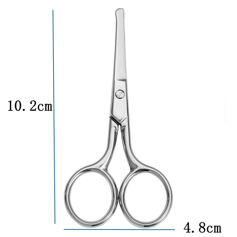 Škarice od nehrđajućeg čelika za njegu lica – kompaktne za obrve, nosne dlačice i bradu; prijenosne, kućna upotreba