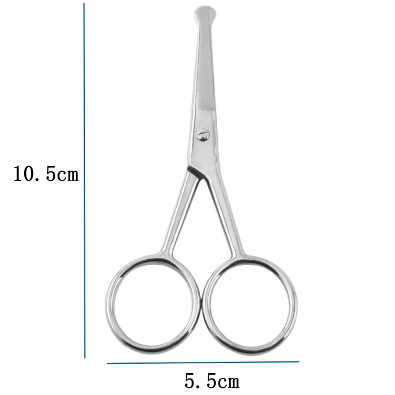 Škarice od nehrđajućeg čelika za njegu lica – kompaktne za obrve, nosne dlačice i bradu; prijenosne, kućna upotreba