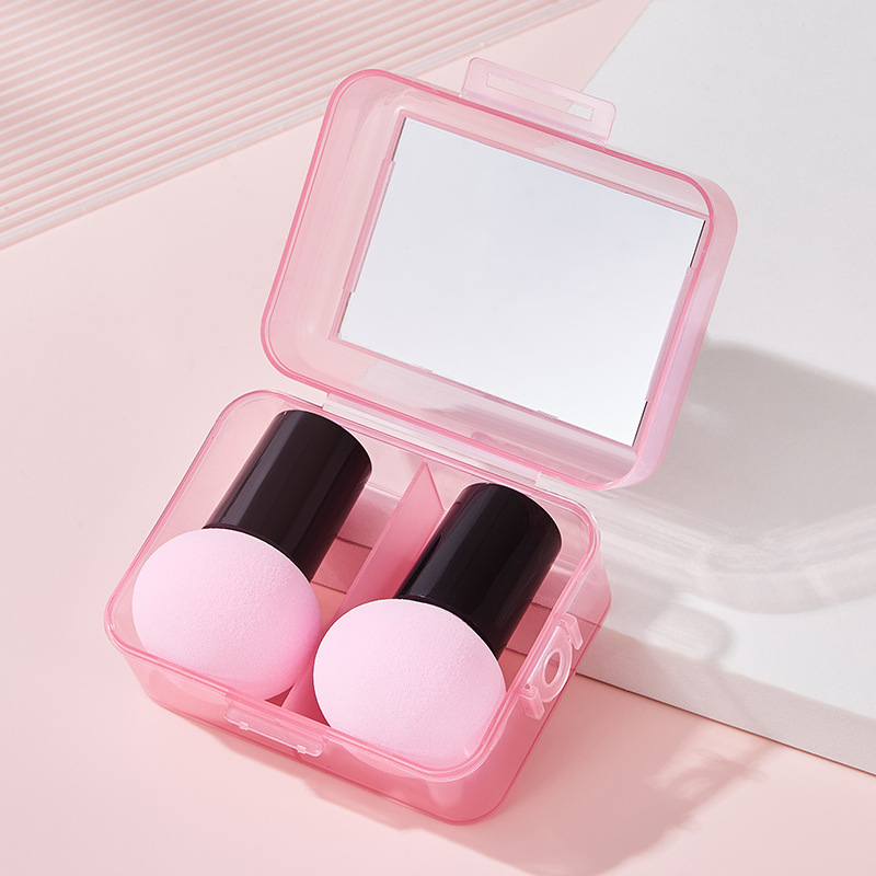 Комплект грим №55 с огледало за грим, ултра-мека гъба за грим и влажно/сух пухче, преносима кутия за съхранение