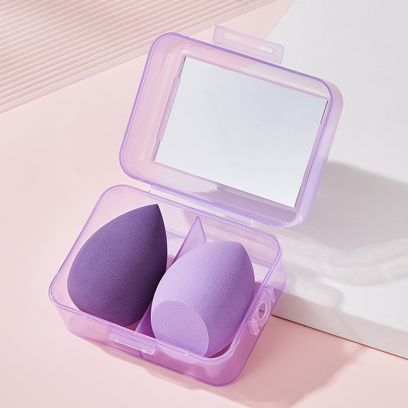Комплект грим №55 с огледало за грим, ултра-мека гъба за грим и влажно/сух пухче, преносима кутия за съхранение