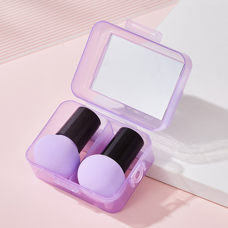Комплект грим №55 с огледало за грим, ултра-мека гъба за грим и влажно/сух пухче, преносима кутия за съхранение
