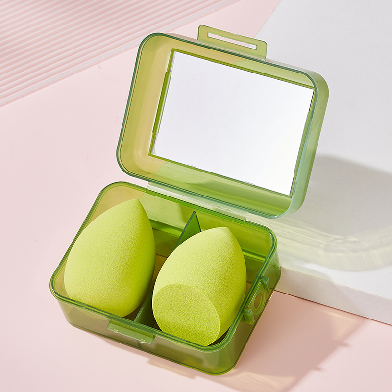 Комплект грим №55 с огледало за грим, ултра-мека гъба за грим и влажно/сух пухче, преносима кутия за съхранение