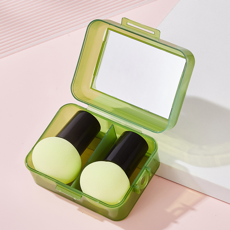 Комплект грим №55 с огледало за грим, ултра-мека гъба за грим и влажно/сух пухче, преносима кутия за съхранение