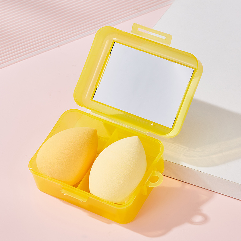 Комплект грим №55 с огледало за грим, ултра-мека гъба за грим и влажно/сух пухче, преносима кутия за съхранение