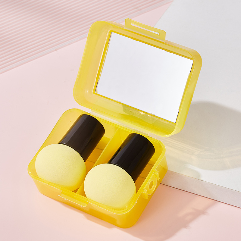 Комплект грим №55 с огледало за грим, ултра-мека гъба за грим и влажно/сух пухче, преносима кутия за съхранение