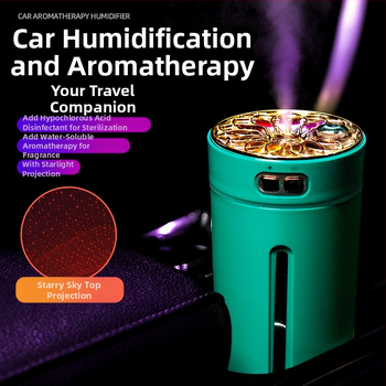 Автомобилно монтиран USB арома-увлажнител, резервоар 0,5 л, 1 изход за мъгла, кръгъл дизайн