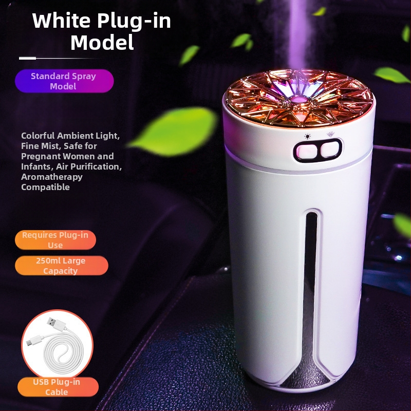 Автомобилно монтиран USB арома-увлажнител, резервоар 0,5 л, 1 изход за мъгла, кръгъл дизайн