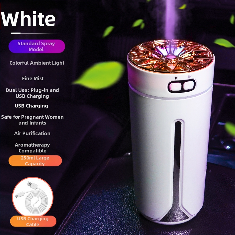 Автомобилно монтиран USB арома-увлажнител, резервоар 0,5 л, 1 изход за мъгла, кръгъл дизайн