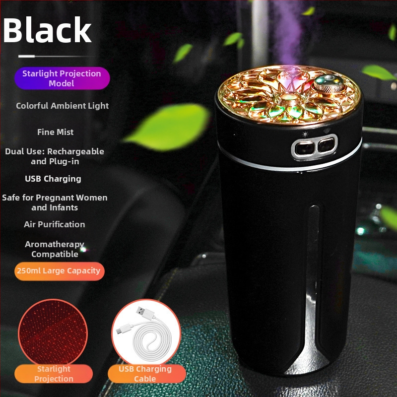 Автомобилно монтиран USB арома-увлажнител, резервоар 0,5 л, 1 изход за мъгла, кръгъл дизайн