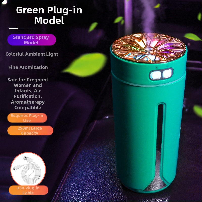 Автомобилно монтиран USB арома-увлажнител, резервоар 0,5 л, 1 изход за мъгла, кръгъл дизайн