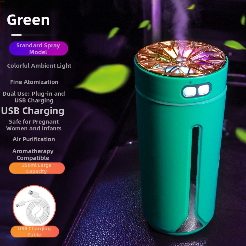 Автомобилно монтиран USB арома-увлажнител, резервоар 0,5 л, 1 изход за мъгла, кръгъл дизайн