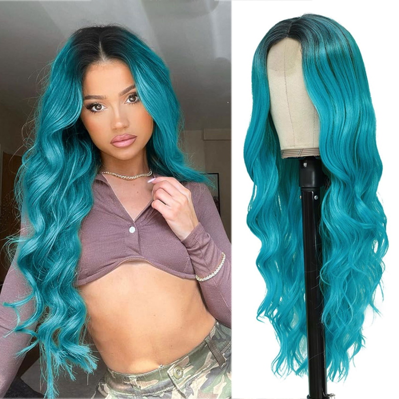 Perucă cu păr lung buclat, stil exotic, model L2270, fibre rezistente la temperatură, mecanism + țesătură manuală