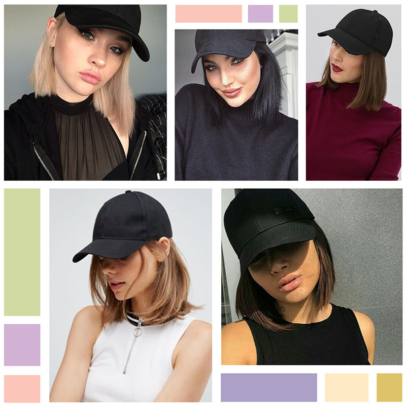 Șapcă cu perucă pentru femei, stil bob natural, păr din sârmă rezistentă la temperaturi înalte, model: neagră cu păr scurt, nepotrivit pentru vopsire la temperatură înaltă