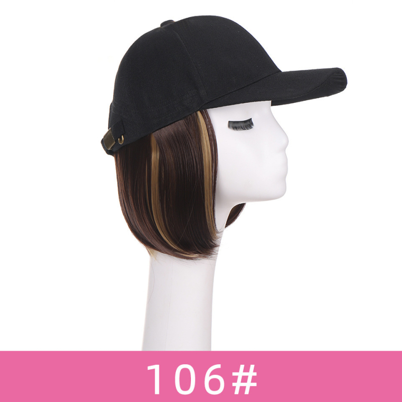 Șapcă cu perucă pentru femei, stil bob natural, păr din sârmă rezistentă la temperaturi înalte, model: neagră cu păr scurt, nepotrivit pentru vopsire la temperatură înaltă