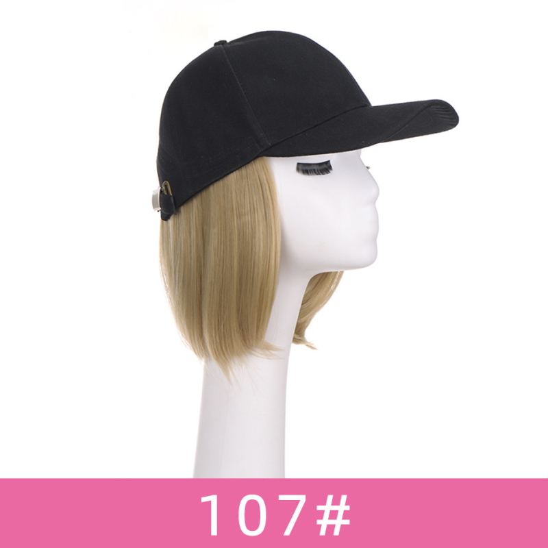 Șapcă cu perucă pentru femei, stil bob natural, păr din sârmă rezistentă la temperaturi înalte, model: neagră cu păr scurt, nepotrivit pentru vopsire la temperatură înaltă