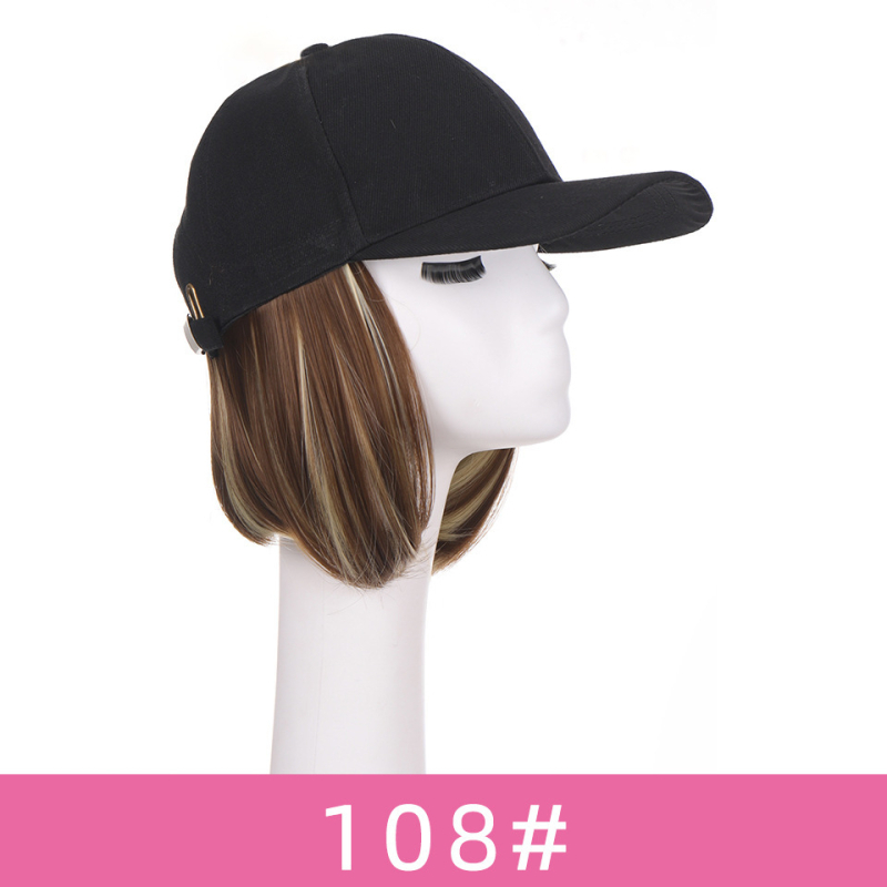 Șapcă cu perucă pentru femei, stil bob natural, păr din sârmă rezistentă la temperaturi înalte, model: neagră cu păr scurt, nepotrivit pentru vopsire la temperatură înaltă
