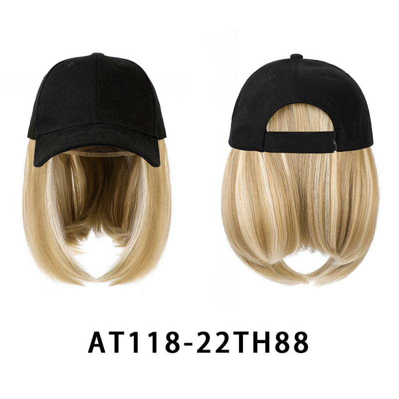 Șapcă cu perucă pentru femei, stil bob natural, păr din sârmă rezistentă la temperaturi înalte, model: neagră cu păr scurt, nepotrivit pentru vopsire la temperatură înaltă