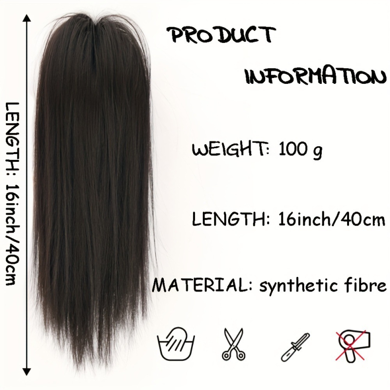 Perucă cu coadă în stil de cascadă, coadă înaltă semi-legată cu clips, model W0109, fibre cu temperatură înaltă, poate fi vopsită sau îndreptată