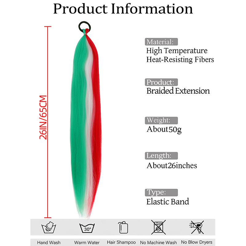 Perucă cu coadă de cal și bucle - fir de înaltă temperatură, mecanism de atașare, pentru doamne, fără perm sau vopsire