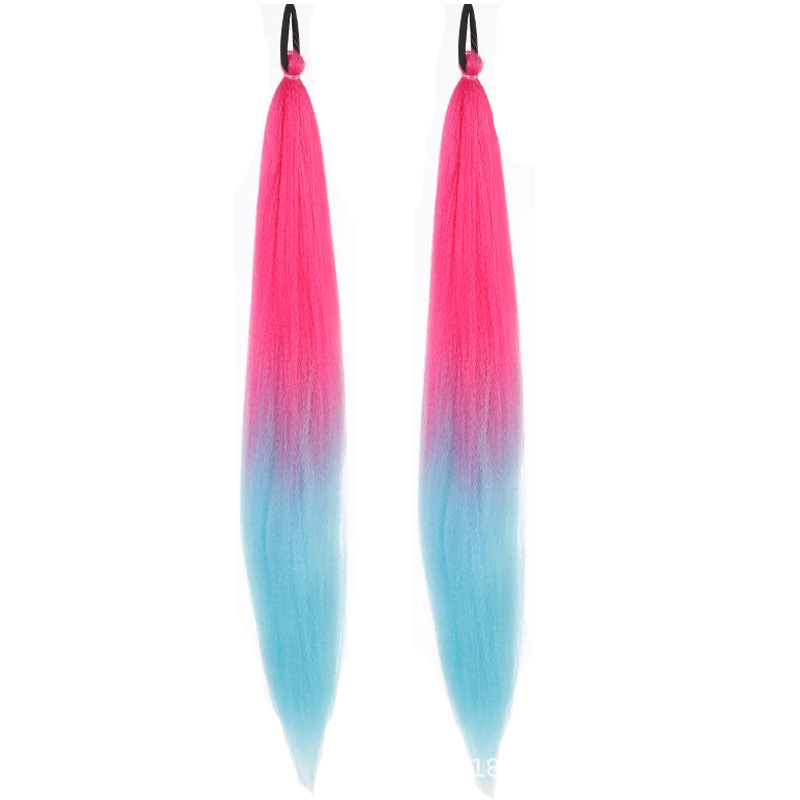 Perucă cu coadă de cal și bucle - fir de înaltă temperatură, mecanism de atașare, pentru doamne, fără perm sau vopsire