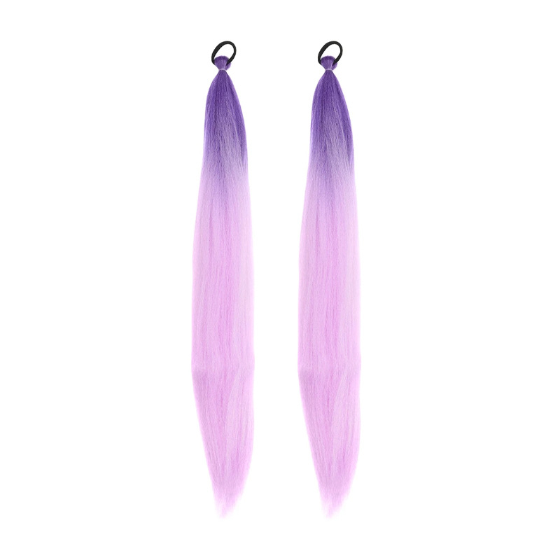 Perucă cu coadă de cal și bucle - fir de înaltă temperatură, mecanism de atașare, pentru doamne, fără perm sau vopsire