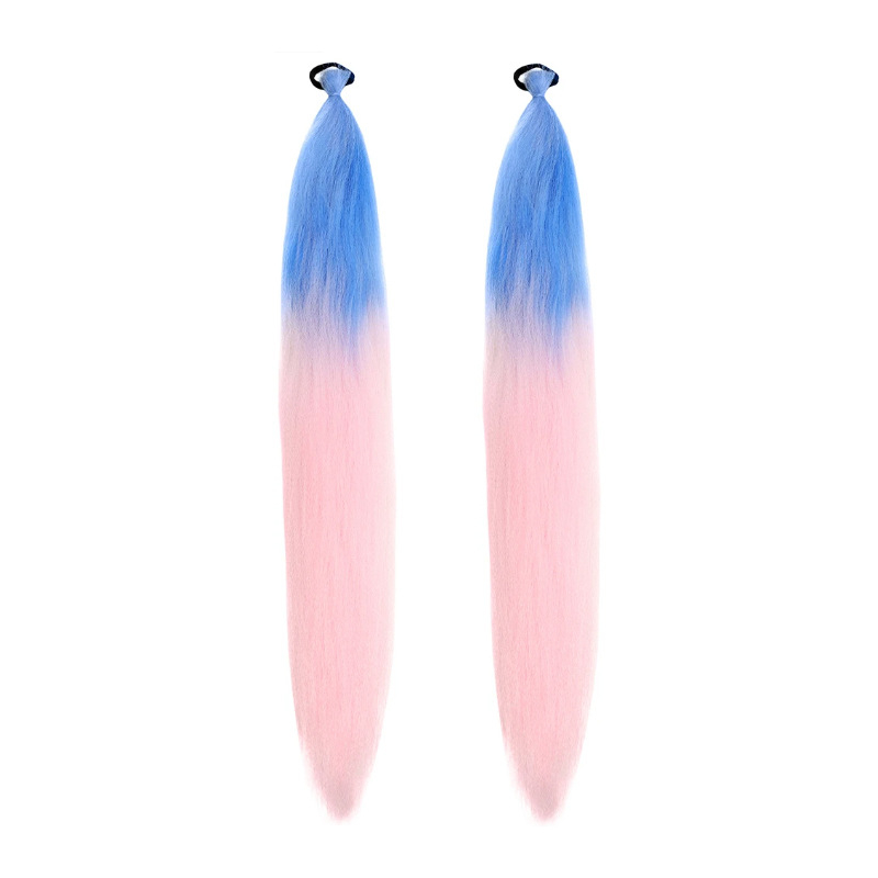 Perucă cu coadă de cal și bucle - fir de înaltă temperatură, mecanism de atașare, pentru doamne, fără perm sau vopsire