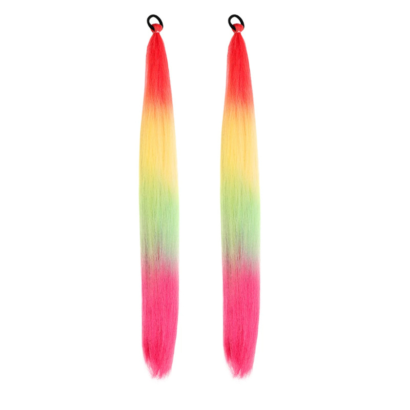 Perucă cu coadă de cal și bucle - fir de înaltă temperatură, mecanism de atașare, pentru doamne, fără perm sau vopsire