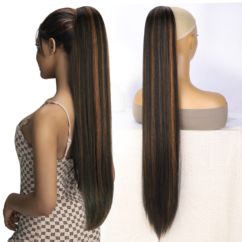 Perucă cu coadă - păr lung drept, dintr-o bucată, model GD20035; fir rezistent la temperatură; mecanism; nu poate fi vopsită sau îndreptată