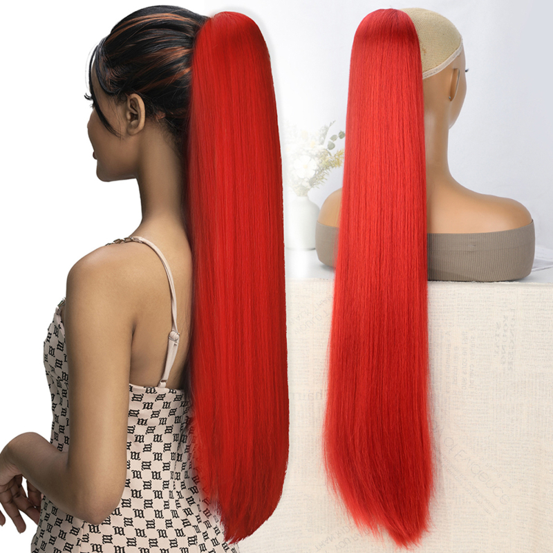 Perucă cu coadă - păr lung drept, dintr-o bucată, model GD20035; fir rezistent la temperatură; mecanism; nu poate fi vopsită sau îndreptată