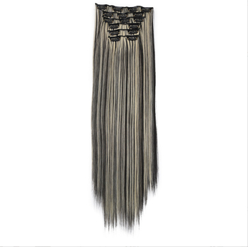 Extensii de păr cu clips, set de 6 piese, fibre rezistente la căldură, pentru femei