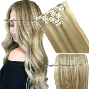 Extensii de păr cu clips, set de 6 piese, fibre rezistente la căldură, pentru femei