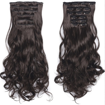 Extensii de păr cu clips, set de 6 piese, fibre rezistente la căldură, pentru femei