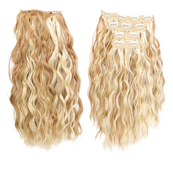 Σετ τεσσάρων επεκτάσεων μαλλιών με σγουρή υφή, ίνες ανθεκτικές στη θερμότητα, καθολική εφαρμογή, όχι βαφή ή περμανάντ