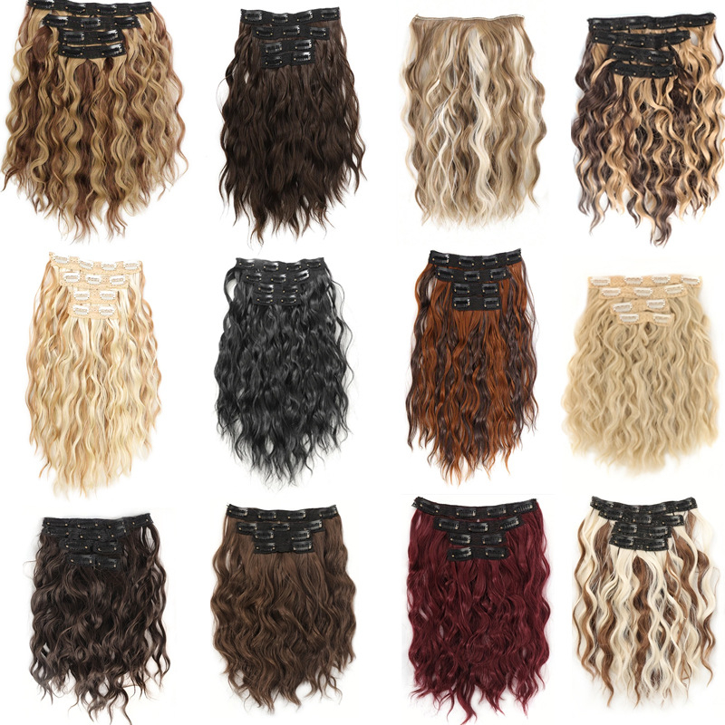 Set de patru extensii de păr buclate, fibre rezistente la temperatură; potrivire universală; nu este potrivită pentru vopsire sau îndreptare