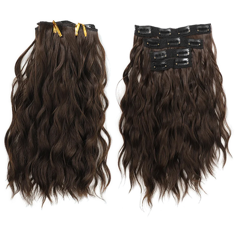 Set de patru extensii de păr buclate, fibre rezistente la temperatură; potrivire universală; nu este potrivită pentru vopsire sau îndreptare