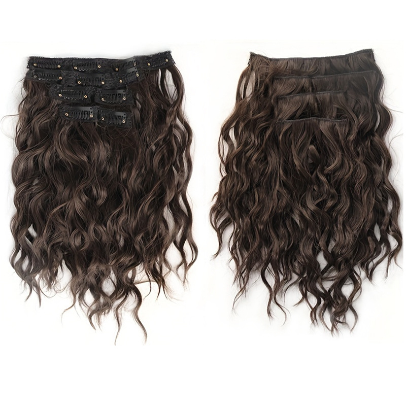 Set de patru extensii de păr buclate, fibre rezistente la temperatură; potrivire universală; nu este potrivită pentru vopsire sau îndreptare