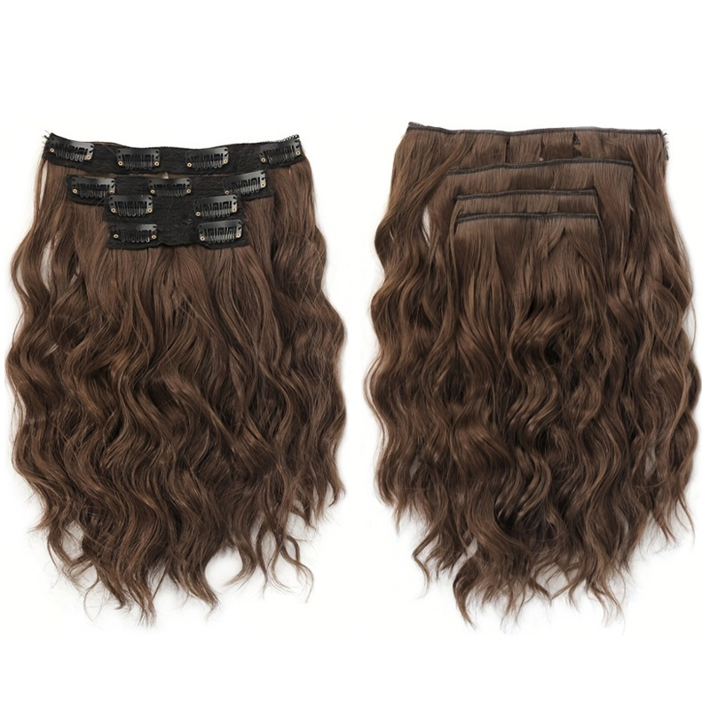 Set de patru extensii de păr buclate, fibre rezistente la temperatură; potrivire universală; nu este potrivită pentru vopsire sau îndreptare