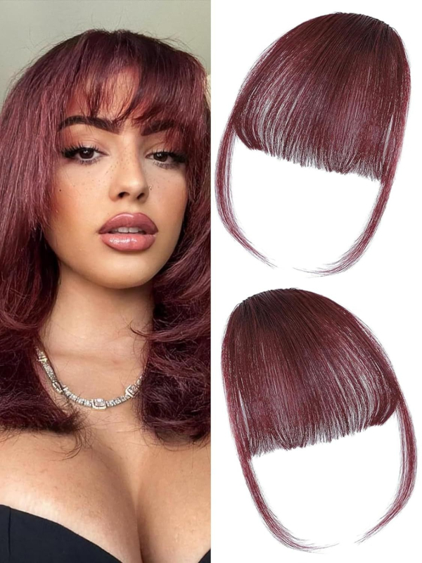 Perucă cu breton pentru femei, 100% păr uman, fabricată complet manual, breton drept sau pe partea laterală, model MSC0417