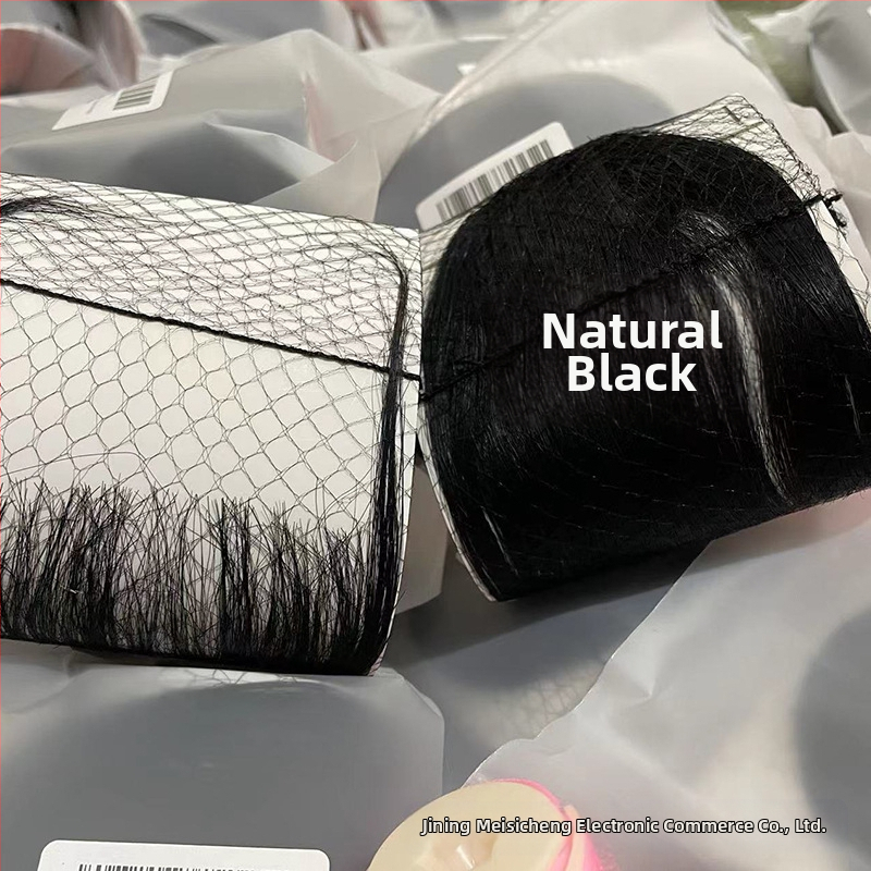 Perucă cu breton pentru femei, 100% păr uman, fabricată complet manual, breton drept sau pe partea laterală, model MSC0417