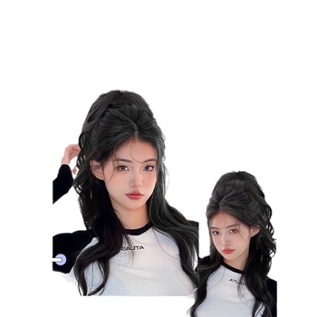 Περούκα με ουρά μαλλιών, ίνες θερμοανθεκτικές, μήκος από μεσαίο έως μακρύ, φυσικό στυλ καταρράκτη με μπούκλες, μοντέλο καταρράκτη ουράς, όχι κατάλληλη για βαφή ή περμαν